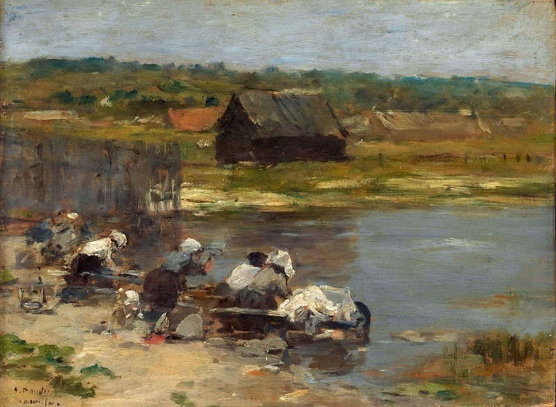 Washerwomen at the Edge of the Pond. Eugene-Louis Boudin