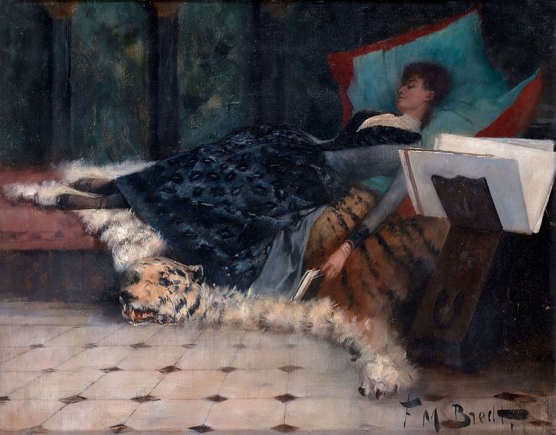 Couch with resting lady. Ferdinand Max Bredt