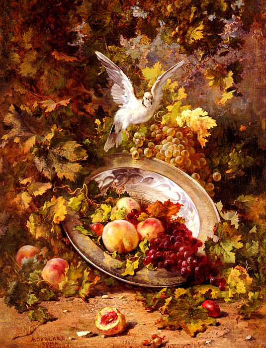 Персики, виноград и голубь. Антуан Бурланд