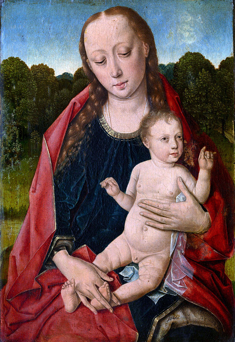 Мадонна с младенцем, тонкая доска. Дирк Баутс