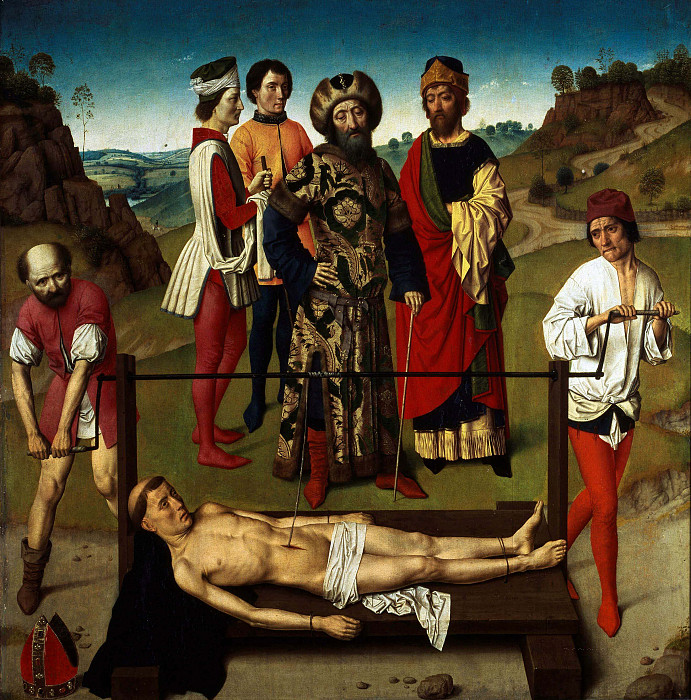 Мученичество святого Эразма, центральная панель Триптиха святого Эразма. Дирк Баутс