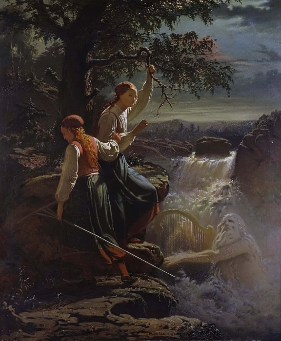 Two Peasant Girls Listening to the Playing of the Water-Sprite, Johan Zakarias Blackstadius