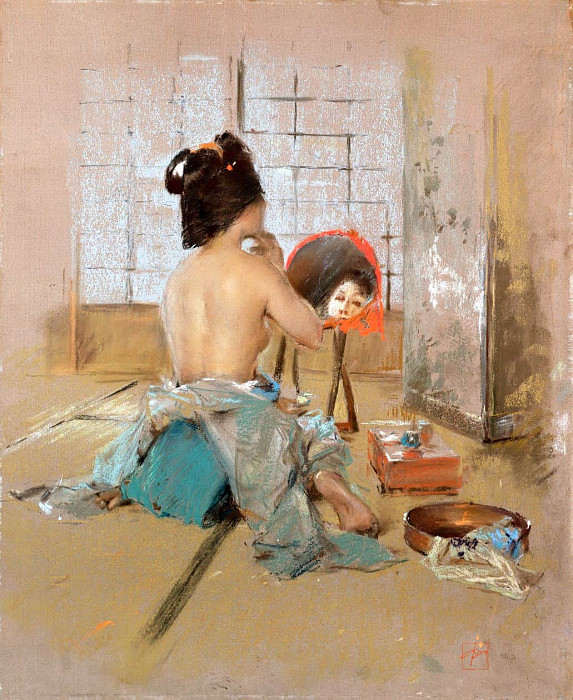 Geisha at her Toilet. Robert Frederick Blum