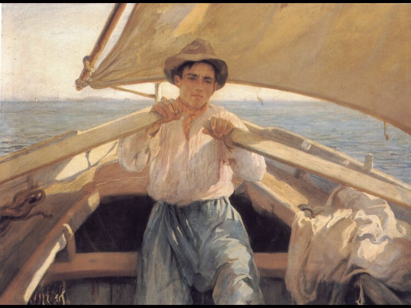 Юноша в лодке. Лауреано Барро