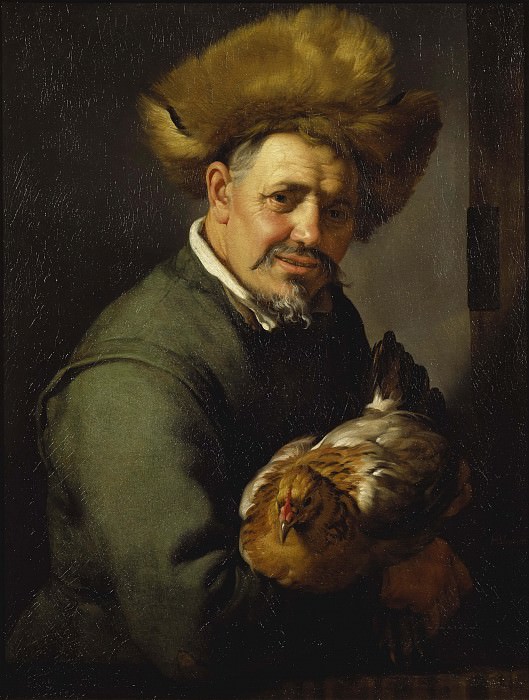 Old Man with a Hen, Hendrick Bloemaert