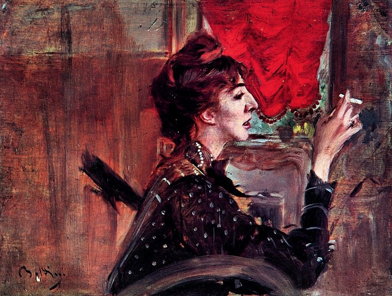 The Red Curtain. Giovanni Boldini