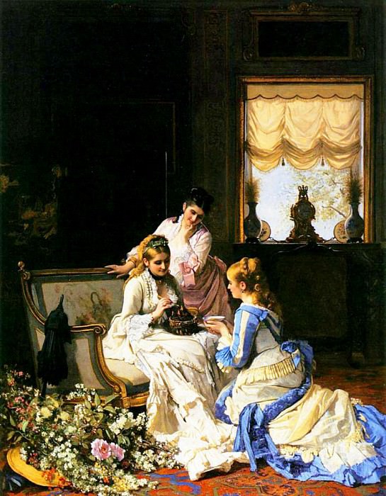 Girls with a Nest. Charles Baugniet