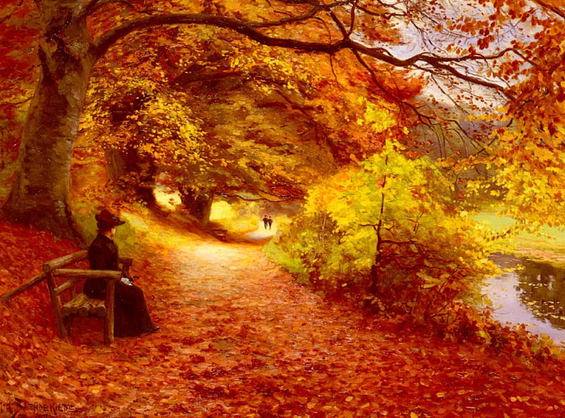 A Wooded Path In Autumn. Hans Anderson Brendekilde