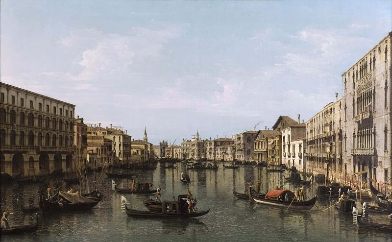 View of Grand Canal with the Palazzi Foscari and Moro Lin. Bernardo Bellotto