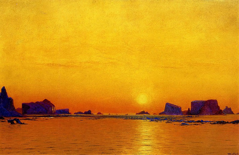 Плавучие льдины под полуночным солнцем. Уильям Брэдфорд