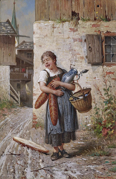 Girl with loaves of bread. Peter Baumgartner