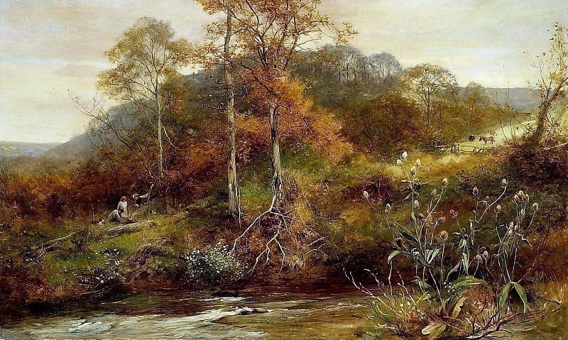 Autumn River Scene, The Brook. David Bates