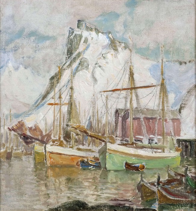 In the Harbour, Svolvaer. Study from Lofoten