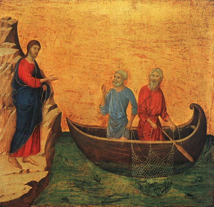 Призвание апостолов Петра и Андрея, 1308-13. Дуччо ди Буонинсенья