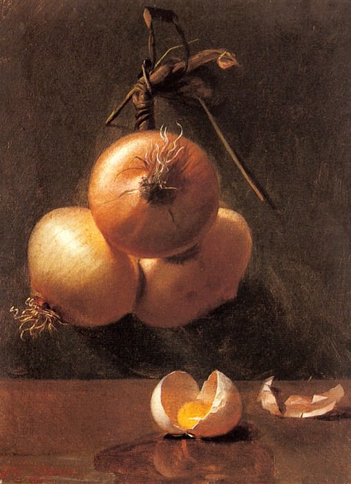 A Still Life With Onions And A Cracked Egg. Berta Bache