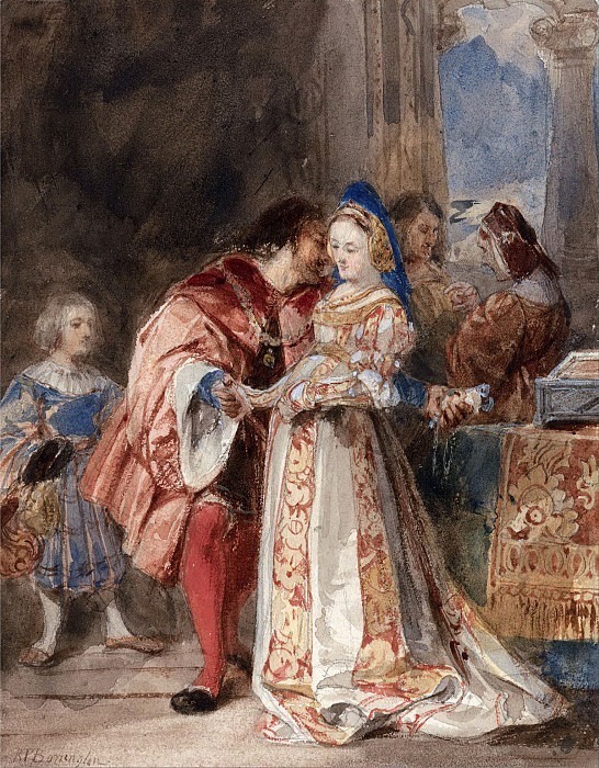 Portia and Bassanio. Richard Parkes Bonington