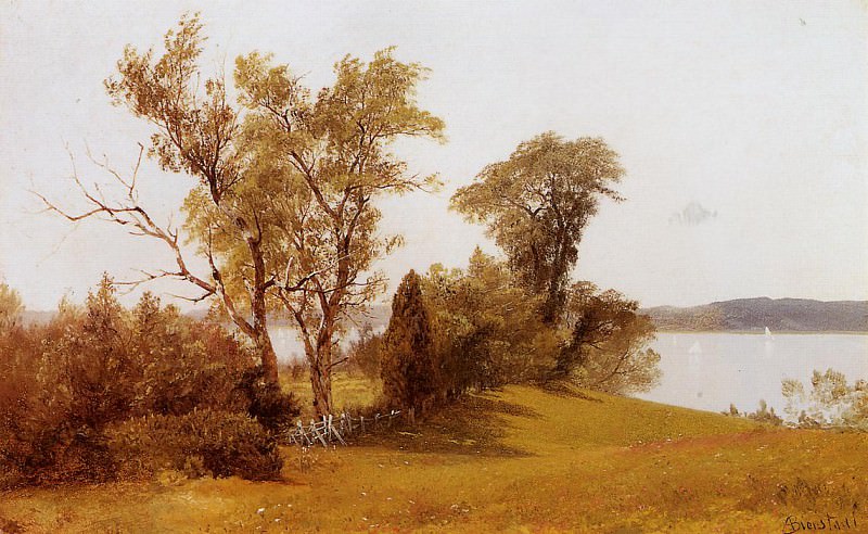 Sailboats on the Hudson at Irvington. Albert REDIRECT: Bierstadt