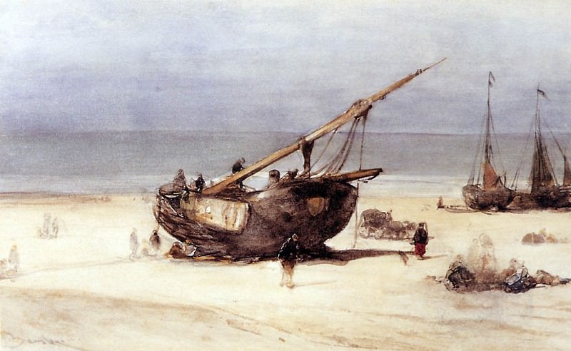 Ships On The Beach Of Scheveningen. Johannes Bosboom