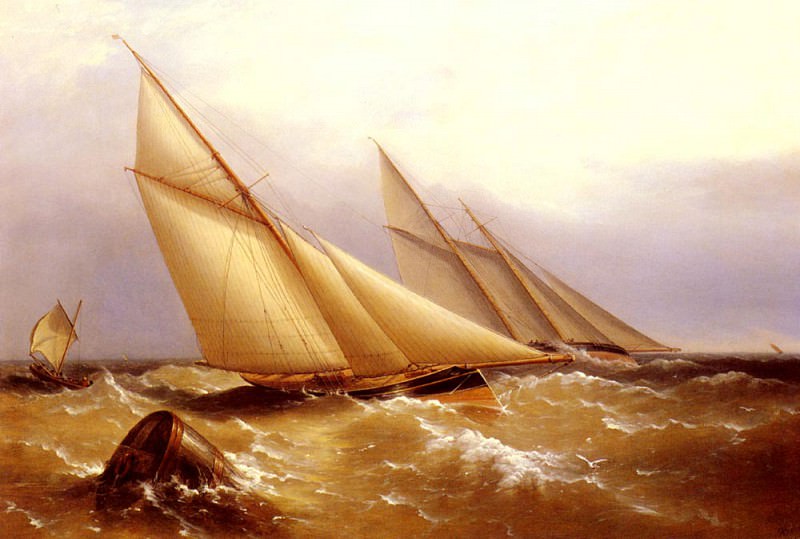 A Schooner And Cutter Yacht Rounding A Buoy. Richard Bridges Beechey