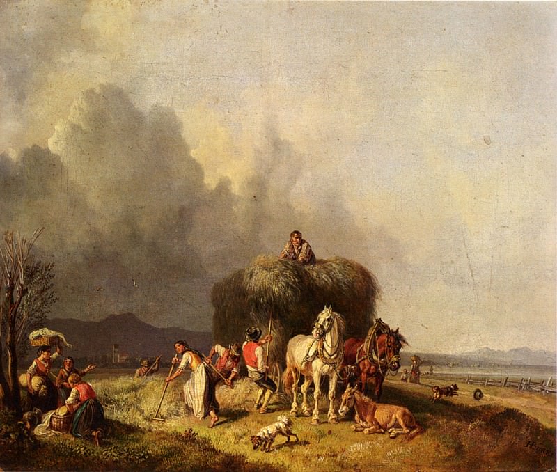 Loading The Hay Wagon. Heinrich Bürkel