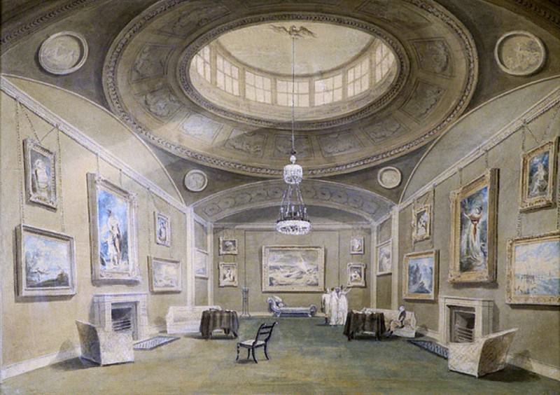 Sketch of Sir John Leicesters Gallery of Pictures by British Artists, Hill Street. John Buckler