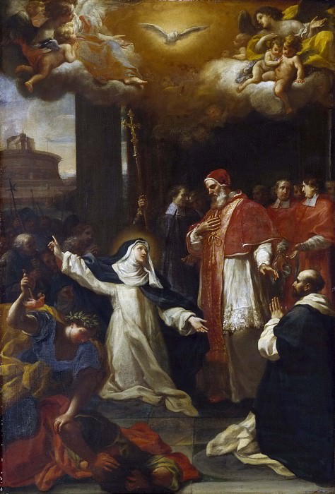 Святая Екатерина пытается убедить Папу Римского переехать из Авиньона в Рим, Марко Бенефиал