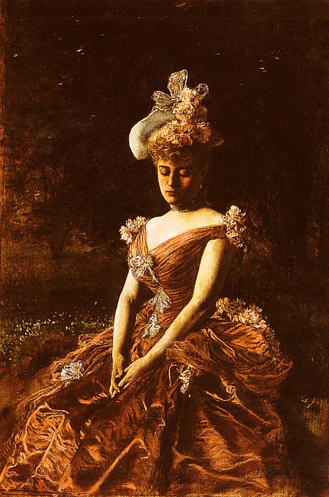 Portrait Of A Lady In A Pink Dress. Jan Van Beers