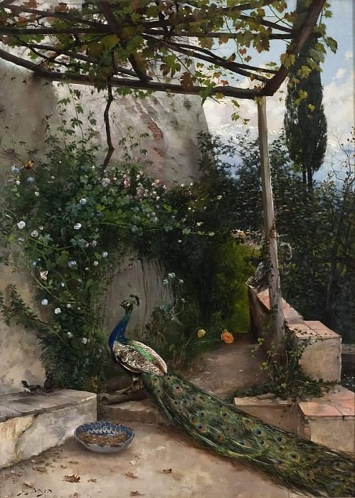 Terrace with Peacock, the Alhambra, Hugo Birger