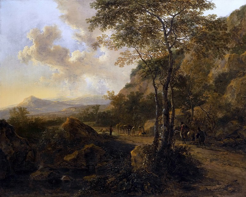 An Italianate Landscape with Travellers. Jan Dirksz Both