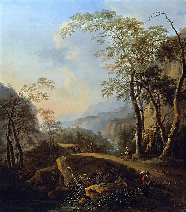 Итальянский пейзаж с всадниками и крестьянами. Ян Диркс Бот