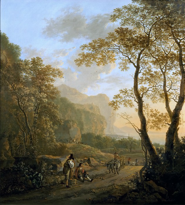 Landscape with travelers and a wagon (workshop). Jan Dirksz Both