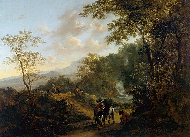 Landscape with travelers. 116x160. Royal Museum of Arts in Brussels. Jan Dirksz Both