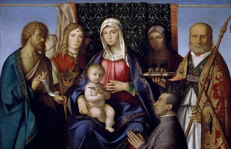 Богородица с младенцем, святыми и донатором. Боккаччо Боккаччино