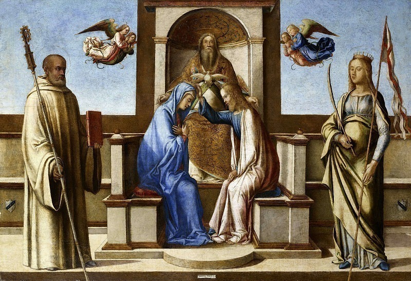 Коронация Марии между святыми Бернардом и Орсолой. Лаццаро Бастиани