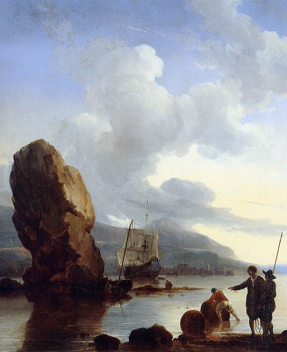 Duth ship in a foreign bay. Ludolf Bakhuizen