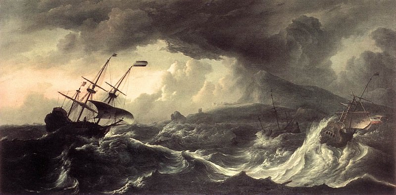 Корабли, в шторм стремящиеся к берегу. Людольф Бакхёйзен