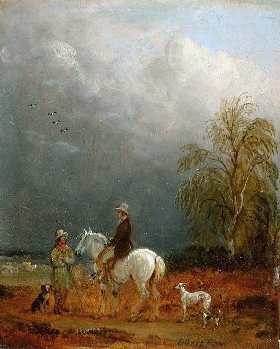 A Traveller and a Shepherd in a Landscape. Edmund Bristow