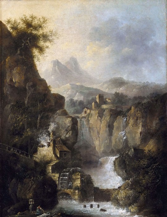 Mountainous Landscape with a Waterfall, Louis Belanger