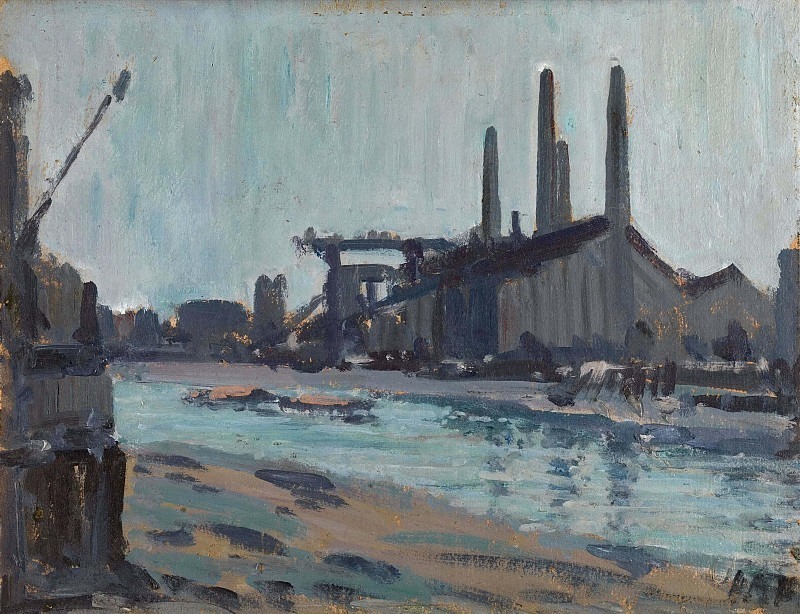 Landscape with Industrial Buildings by a River. Hercules Brabazon Brabazon