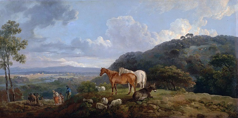 Morning- Landscape with Mares and Sheep