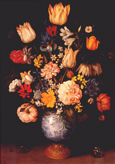 large bouquet in wan-li vase 1609. Ambrosius II Bosschaert