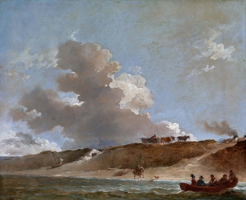 Coastal Landscape with a Ferry Boat. Peter Francis Bourgeois