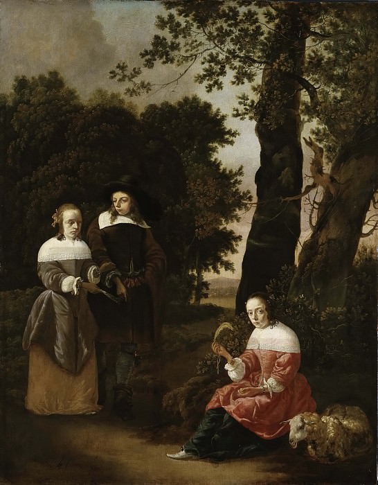 A Couple and a Shepherdess in a Landscape. Hendrick van der Burgh (Attributed)