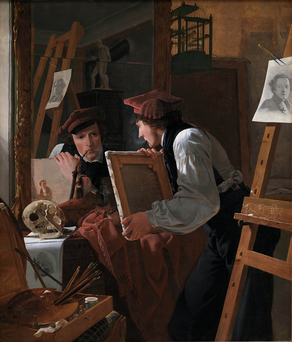 A Young Artist (Ditlev Blunck) Examining a Sketch in a Mirror. Wilhelm Bendz