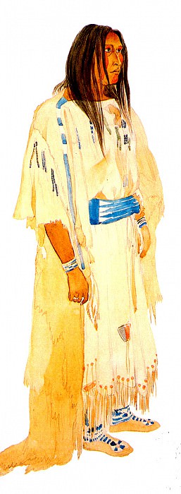 Молодая женщина из племени Черноногие пигены. Карл Бодмер