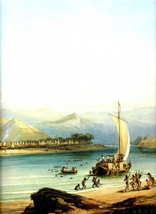 Лагерь племени Gros Ventres, 1834. Карл Бодмер