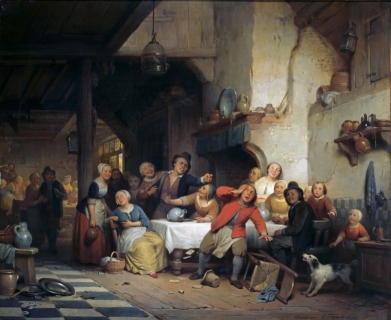 Dispute after the meal. Ferdinand de Braekeleer I