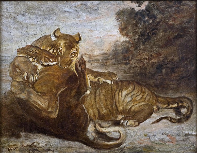 Two Tigers at Play. Antoine-Louis Barye