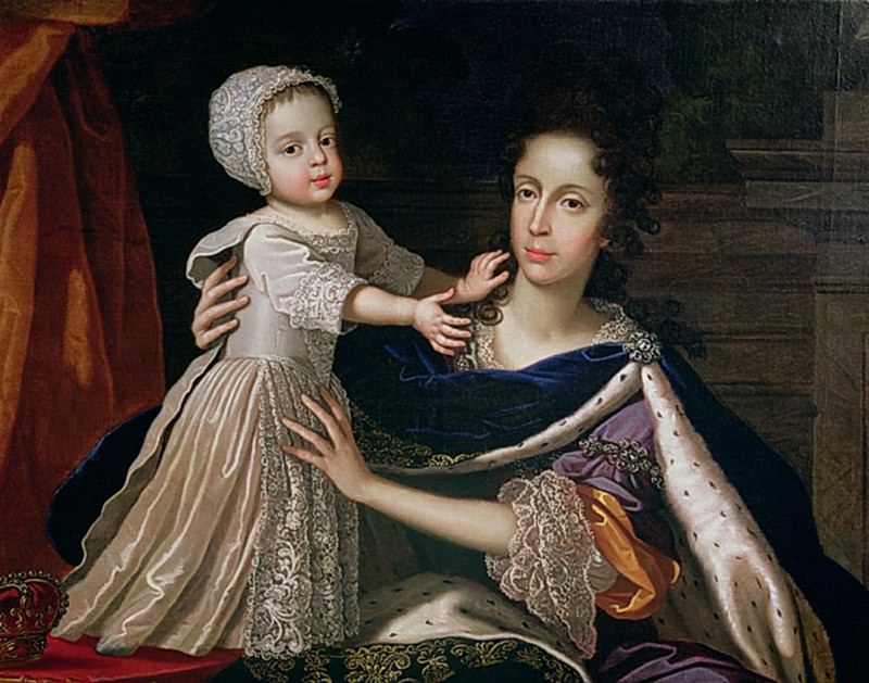 Королева Мария Модена (1658-1718) с принцем Джеймсом Стюартом (1688-1766). Бенедетто Младший Дженнари