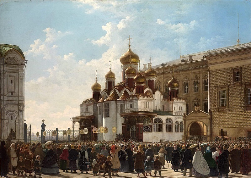 Religious procession at the Annunciation Cathedral in the Moscow Kremlin, Karl Petrovich Baudry